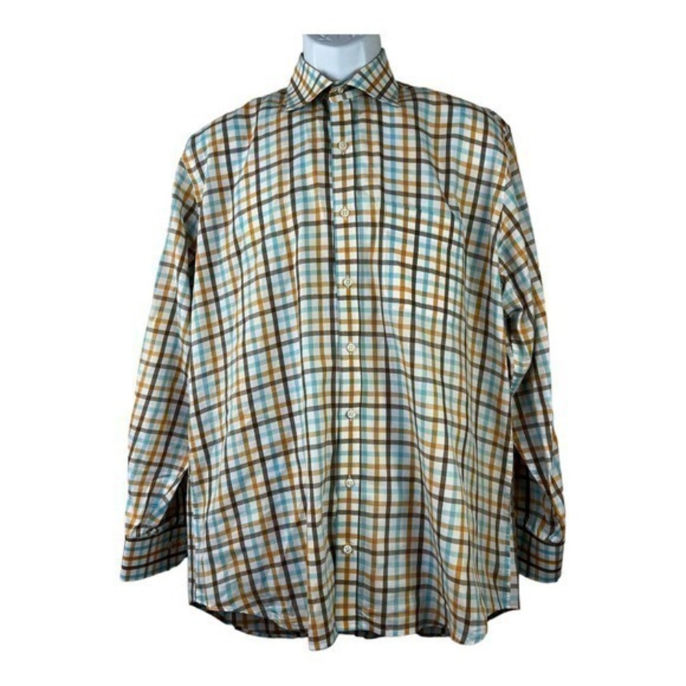 Peter Millar Men Casual shirt Buttons Down plaid Sz Large